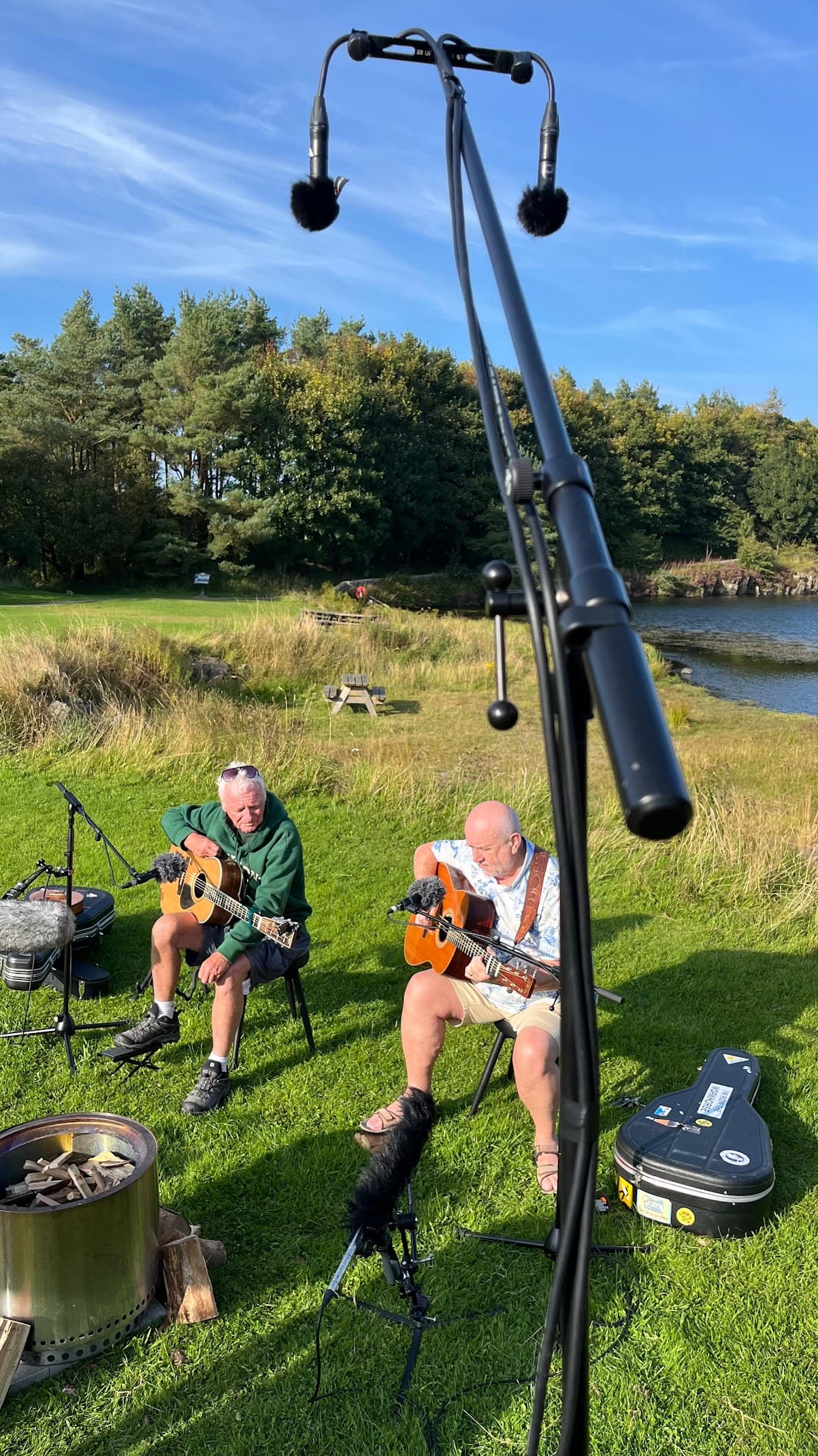 An outdoor acoustic performance being recorded by Folkscape